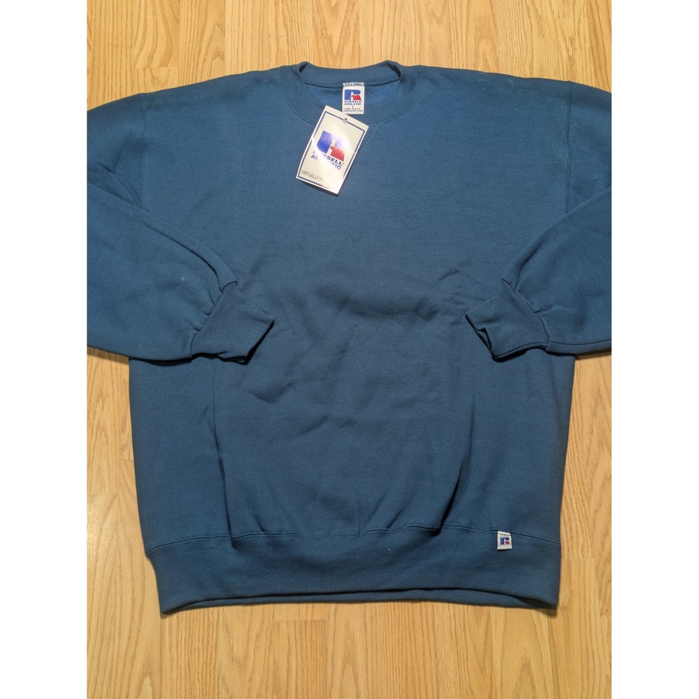 Russell Mens Vintage Y2K NuBlend Heavyweight Crewneck Sweatshirt Blue Large